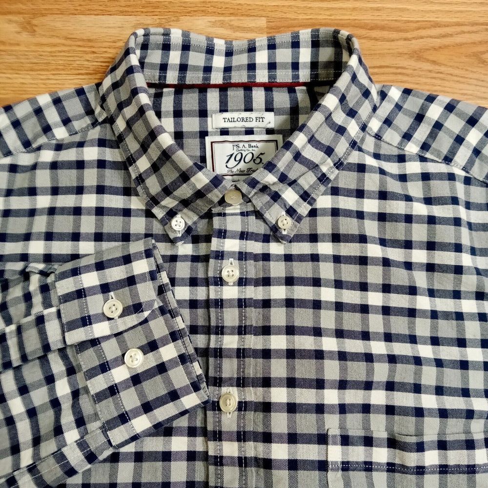 Jos. A Bank 1905 Mens‎ Shirt Sz XL Long Sleeve Cotton Button Up Plaid